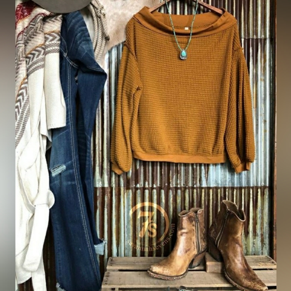 (S/M) Off-The-Shoulder Slouchy Knit Sweater